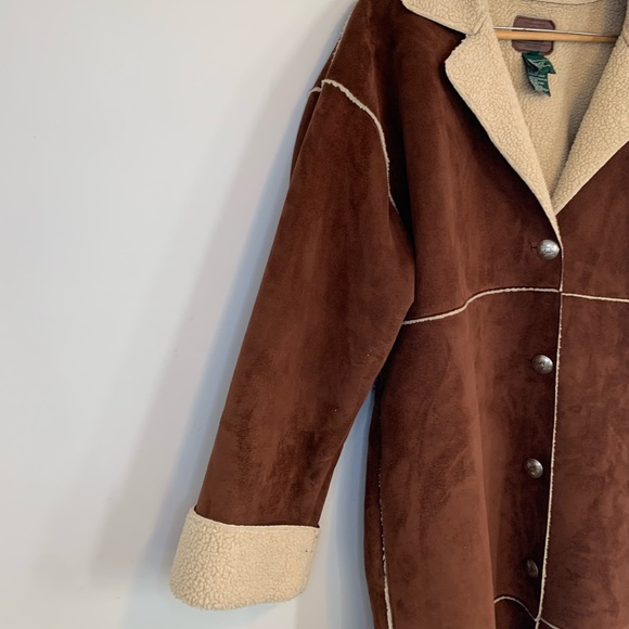 Lauren Ralph Lauren Sherpa Faux Suede Shearling Size 1X Western Country Coat - Picture 3 of 14